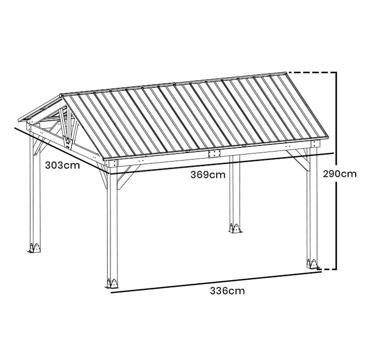 Yardtopia Fremantle 3.6m x 3m Timber & Steel Gable Roof Gazebo