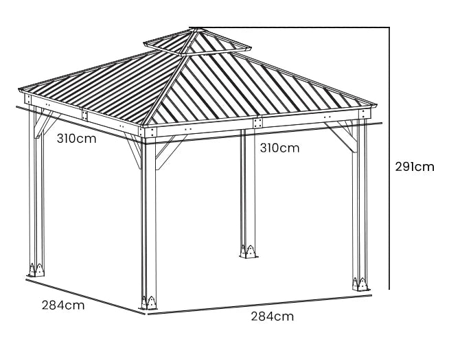 Yardtopia Maryborough 3m x 3m Timber & Steel Double Hip Roof Gazebo