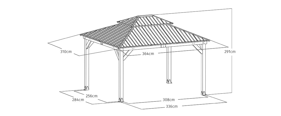 Yardtopia Maryborough 3m x 3.6m Timber & Steel Double Hip Roof Gazebo