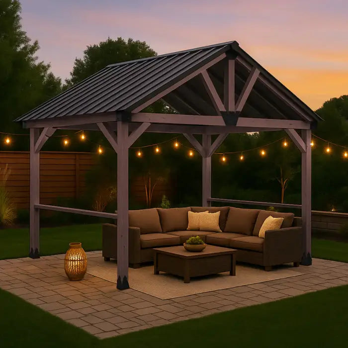 Yardtopia Oslo XL 3.6m x 2.4m BBQ/Grill Timber & Steel Gable Roof Gazebo