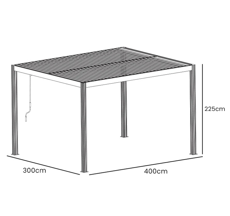Yardtopia Elmont 3m x 4m Aluminium Adjustable Louvre Pergola