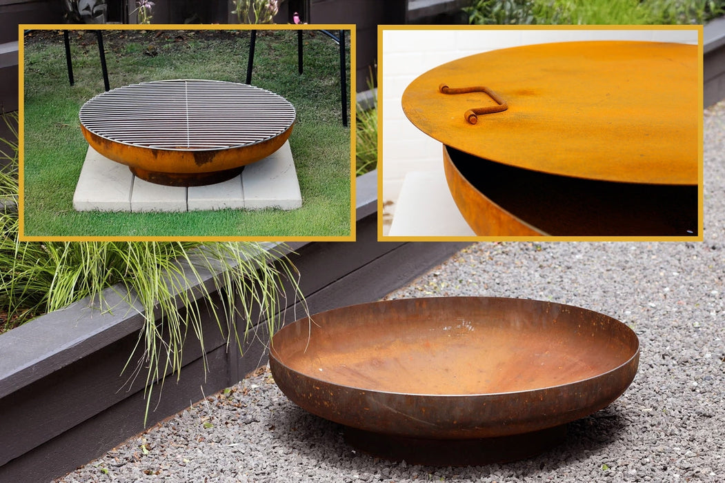 The Belmont Fire Pit, Full-Grill and Lid Bundle
