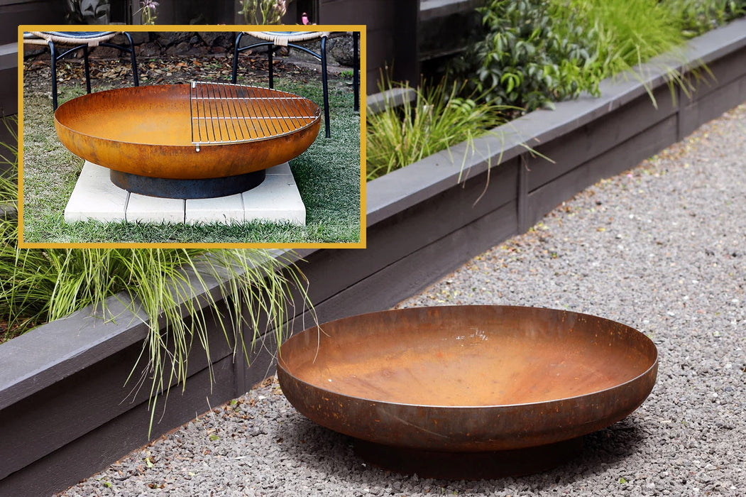 The Belmont Fire Pit and Half Grill Bundle