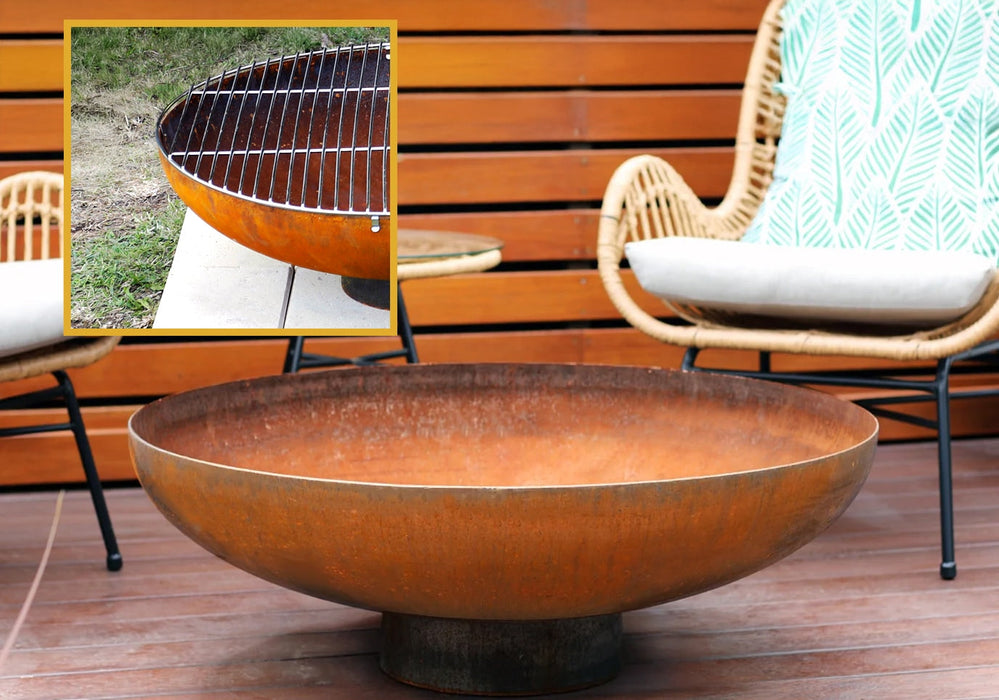 The Mornington Fire Pit and Half-Grill Bundle