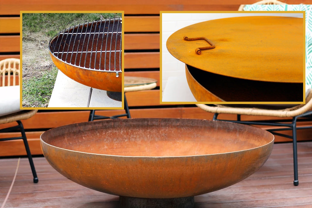 The Mornington Fire Pit, Half Grill and Lid Bundle