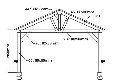 Yardtopia Oslo XL 3.6m x 2.4m BBQ/Grill Timber & Steel Gable Roof Gazebo