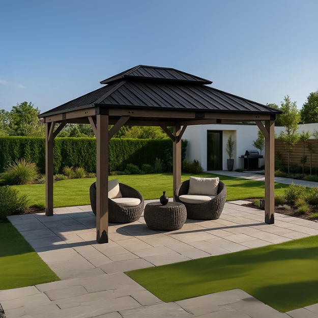 Yardtopia Maryborough 3m x 3m Timber & Steel Double Hip Roof Gazebo