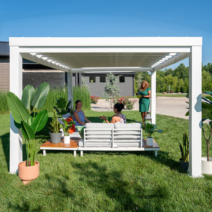Backyard Discovery 12ft x 10ft Windham Steel Pergola with Shade Canopy